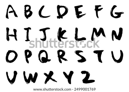 Illustration set of alphabet with brush touch