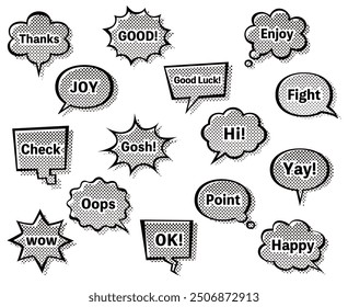 It is an illustration set of an American comic-style speech bubble frame.