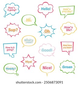 It is an illustration set of an American comic-style speech bubble frame.