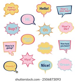 It is an illustration set of an American comic-style speech bubble frame.