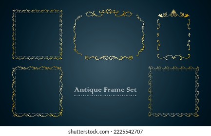 Illustration set of antique-style gold frame (vector)