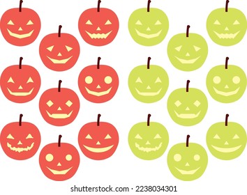 Illustration set of apple with face