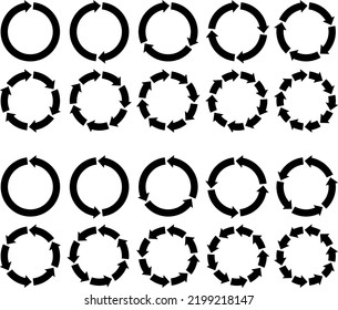 Illustration set of arrows drawing a circle