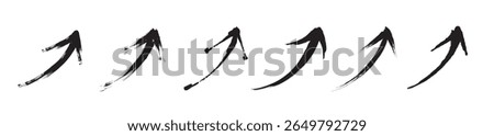 Illustration set of arrows drawn with a brush with an image of going up
