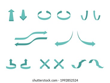 Illustration set of arrows showing various movements (white background, vector, cut out)