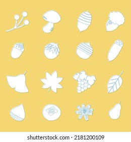 illustration set with autumn items as misprinted icons.