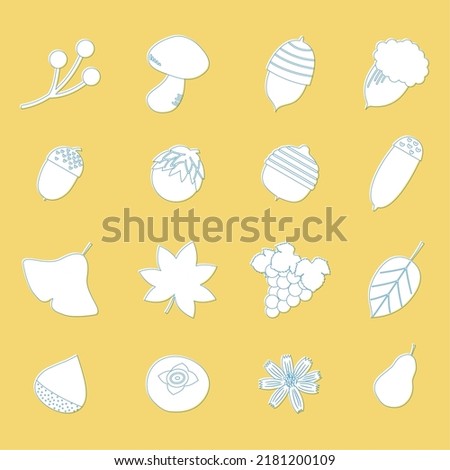 illustration set with autumn items as misprinted icons.