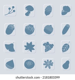 illustration set with autumn items as neumorphism-style icons.