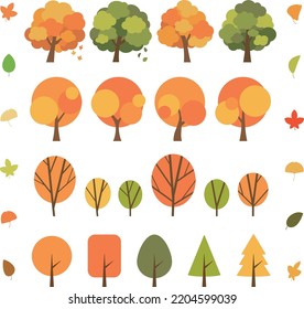 Illustration set of autumn trees