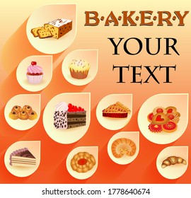 illustration of a set of baking bread for bakery