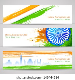 illustration of set of banner and header for colorful India