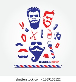 Illustration Set of barber shop tools. Barber shop and hair salon for man.