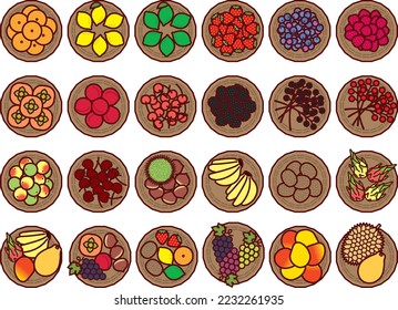 Illustration set of basket fruit