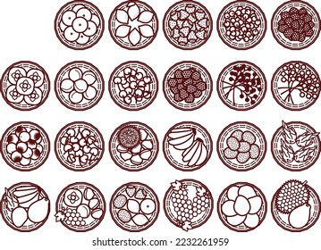 Illustration set of basket fruit
