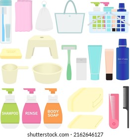 Illustration set of bath goods