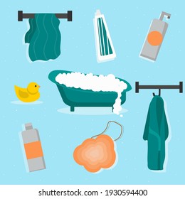 illustration of set of bathroom tools 