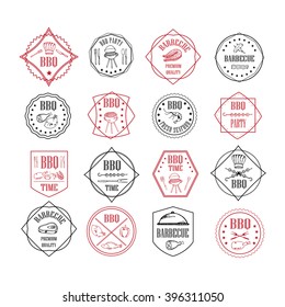 Illustration set of BBQ labels. 