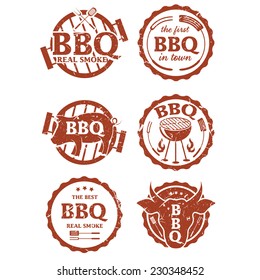 Illustration set of BBQ labels. Vector