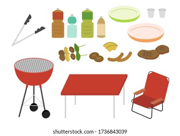 Illustration set of BBQ related items