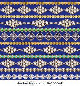 Illustration set of beads of multi-colored brush borders for design