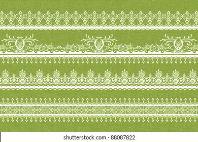 illustration of set of beautiful lace border on plain background