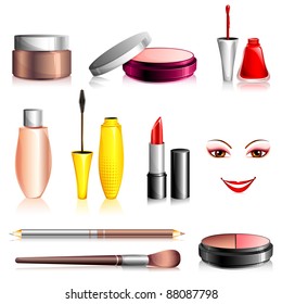 illustration of set of beauty and fashion cosmetic on isolated background