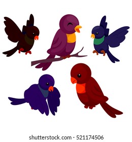 Illustration of Set of Birds