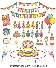 Illustration set for birthday