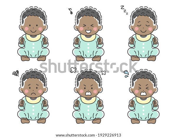 Ensemble D Illustrations D Un Bebe Noir Assis Image Vectorielle De Stock Libre De Droits