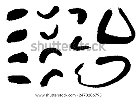 Illustration set of black color touch of brush