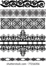 illustration with set of black decorated bands on white background
