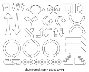 Illustration set of black line arrows in various hand drawn styles.
It can be used as a point for advertising and cards.
Version without sample text.