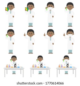 Illustration set of black scientist.