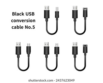 It is an illustration set of the Black USB conversion cable No.5.