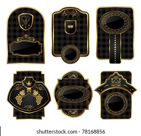 Illustration set black-gold decorative frames - vector