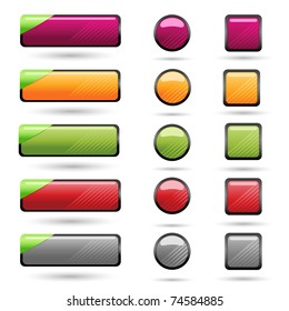 illustration of set of blank button for web on isolated background