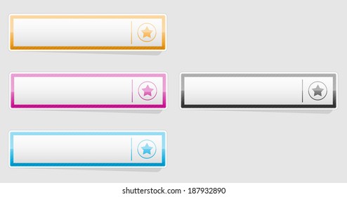 the illustration set of blank rectangle buttons with star pictogram / The button set with star icon / the star buttons