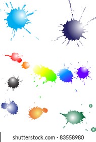 illustration with set of blots isolated on white background