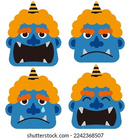 It is an illustration set of blue demons with various expressions.There are other variations as well.