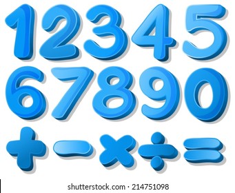 Illustration Of A Set Of Blue Numbers