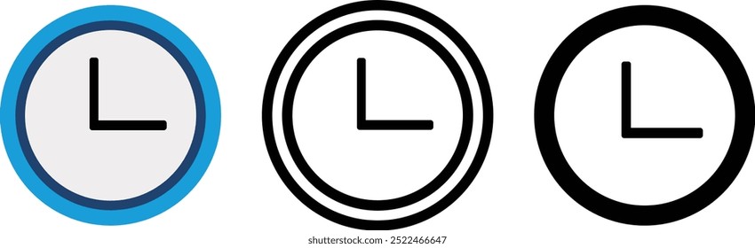 illustration of a set of blue and white buttons set of clocks  icon