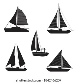 Illustration set of boat silhouette. Vector illustration.