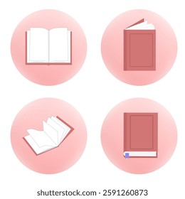 illustration set of books opened in various perspectives. book icon set 