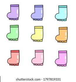 Illustration of set of boot pastel