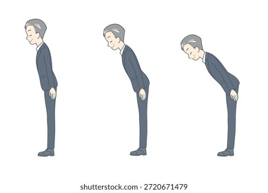 Conjunto de ilustración de ángulos de arqueamiento - Hombre de negocios de mediana edad