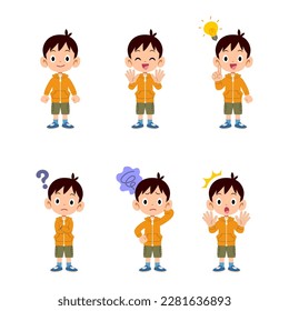 Illustrationsset eines Jungen mit verschiedenen Ausdrücken