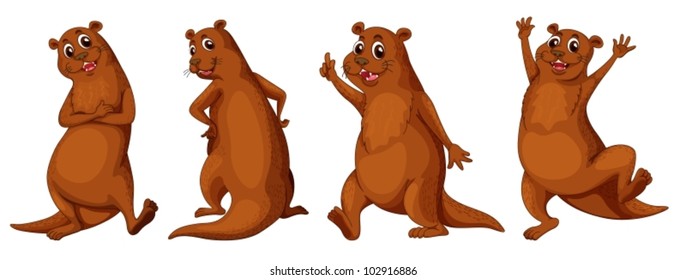 Illustration of a set of brown otters