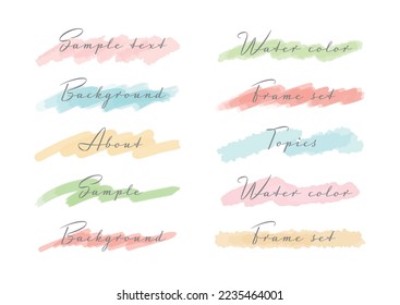 Illustration set of brush strokes.
Recommended for text backgrounds and decorations.
These watercolor illustrations have a hand-drawn texture.