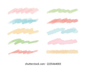 Illustration set of brush strokes.
Recommended for text backgrounds and decorations.
These watercolor illustrations have a hand-drawn texture.
