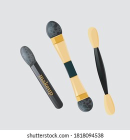 illustration of a set of brushes and makeup brushes on a colored background